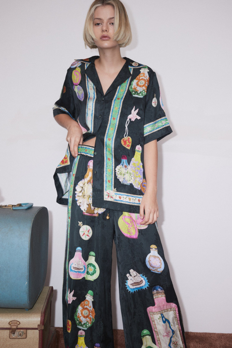 Philomene V-Neck Vase Print Trousers Set