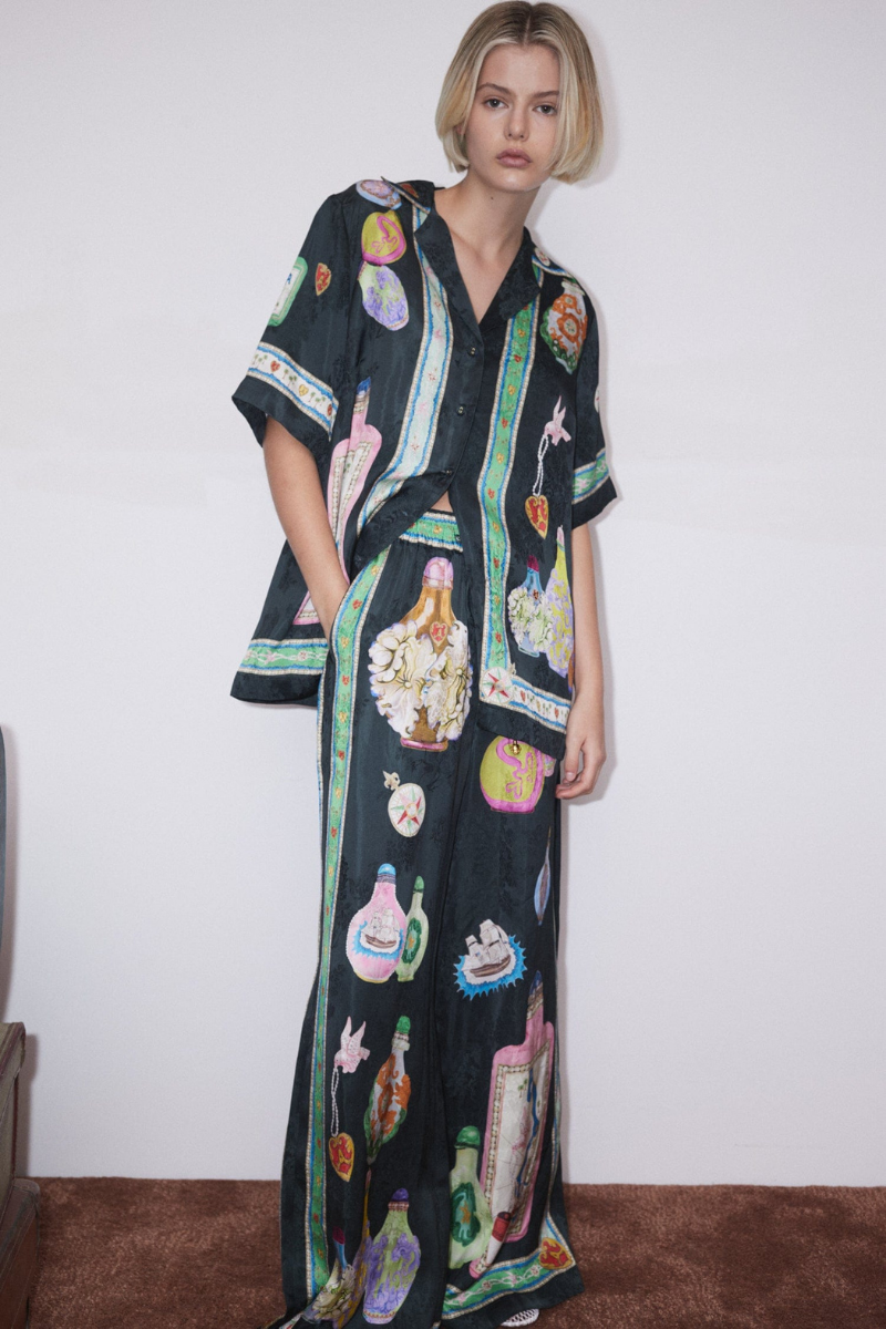 Philomene V-Neck Vase Print Trousers Set