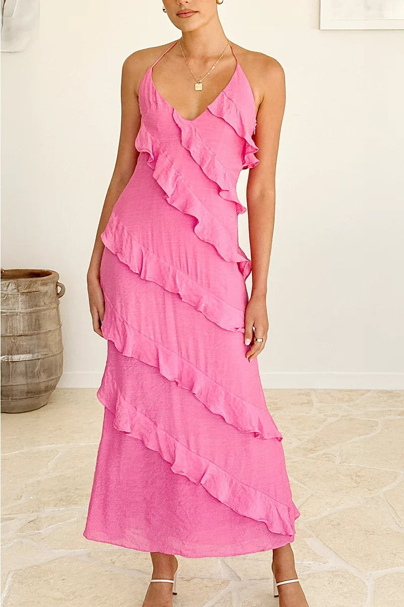 Sophia Maxi-Length Dress - Hot Pink