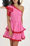 Daisuke Mini-Length Dress - Pink / Red