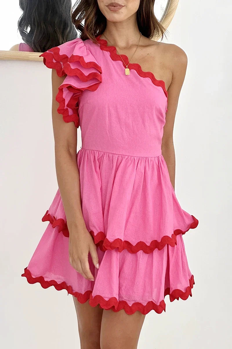 Daisuke Mini-Length Dress - Pink / Red