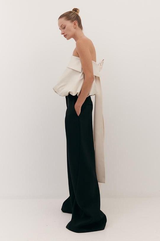 Modern Puff-Shaped Bow-Tail Tube Top