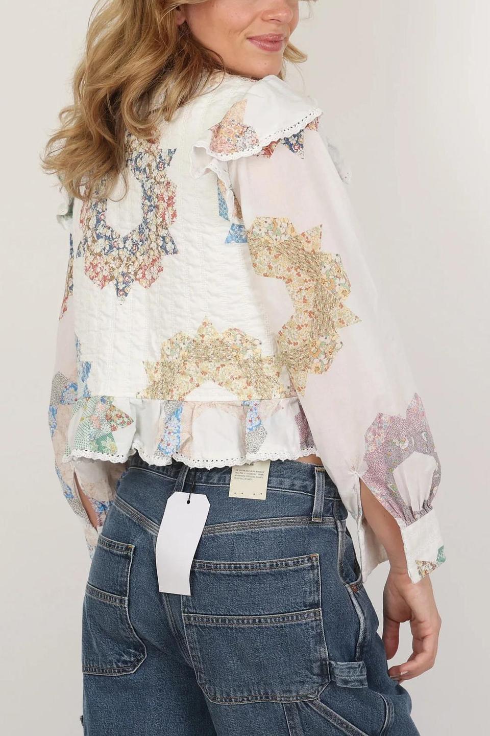 Modern Quilted Bodice Table Cloth Blouse