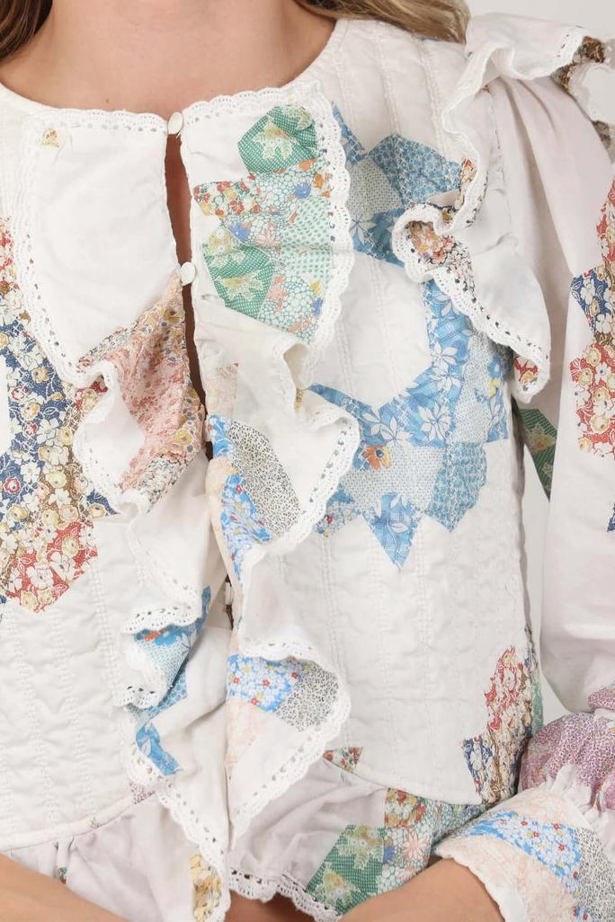 Modern Quilted Bodice Table Cloth Blouse