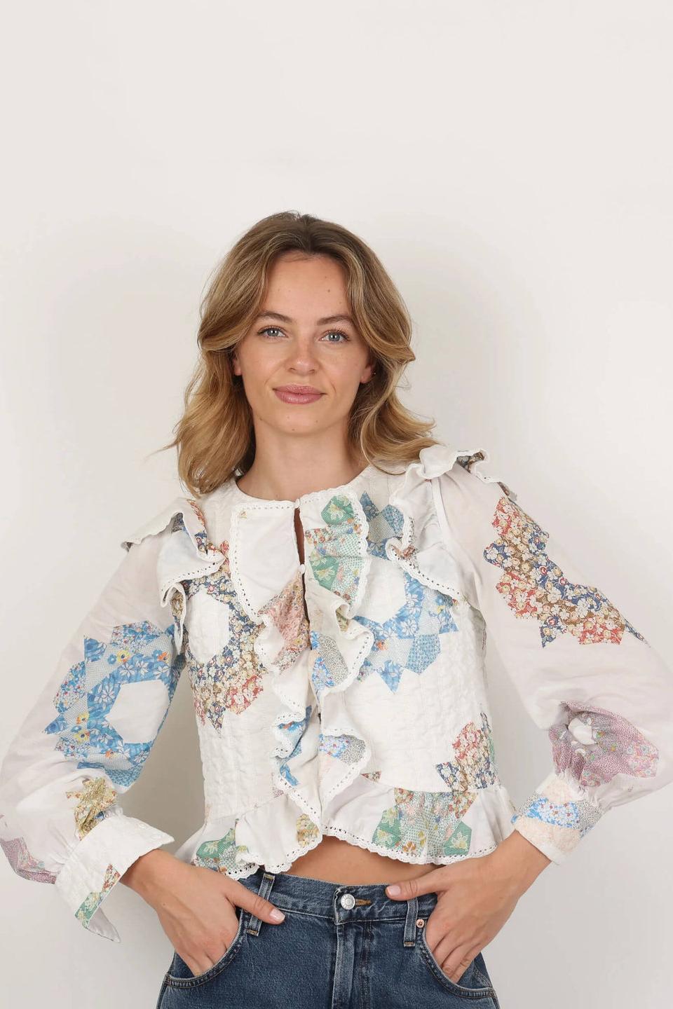 Modern Quilted Bodice Table Cloth Blouse