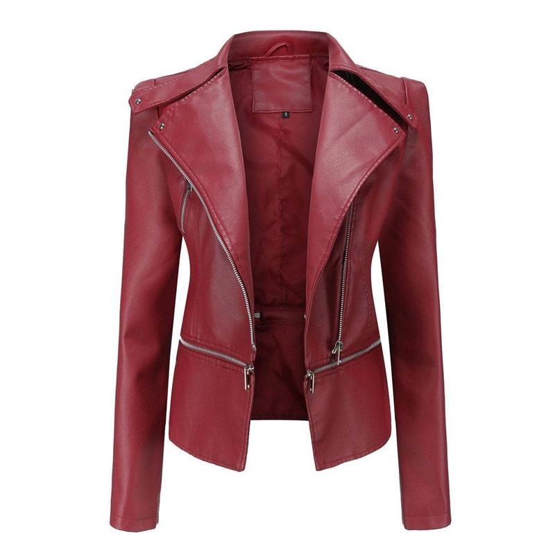 Leather Jacket in a Gothic Style with Lapels and Zipper