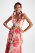 Renee Flower Ruffled Maxi-Length Dress