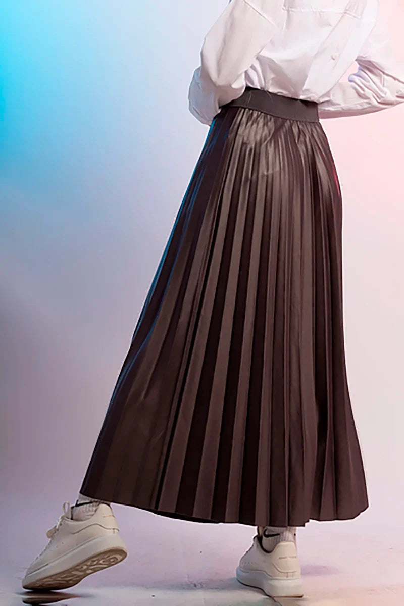Modern Reversible Two-way Pleated Midi Skirt