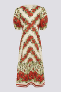Rosalinde Crew Neck Flower Maxi-Length Dress In Red
