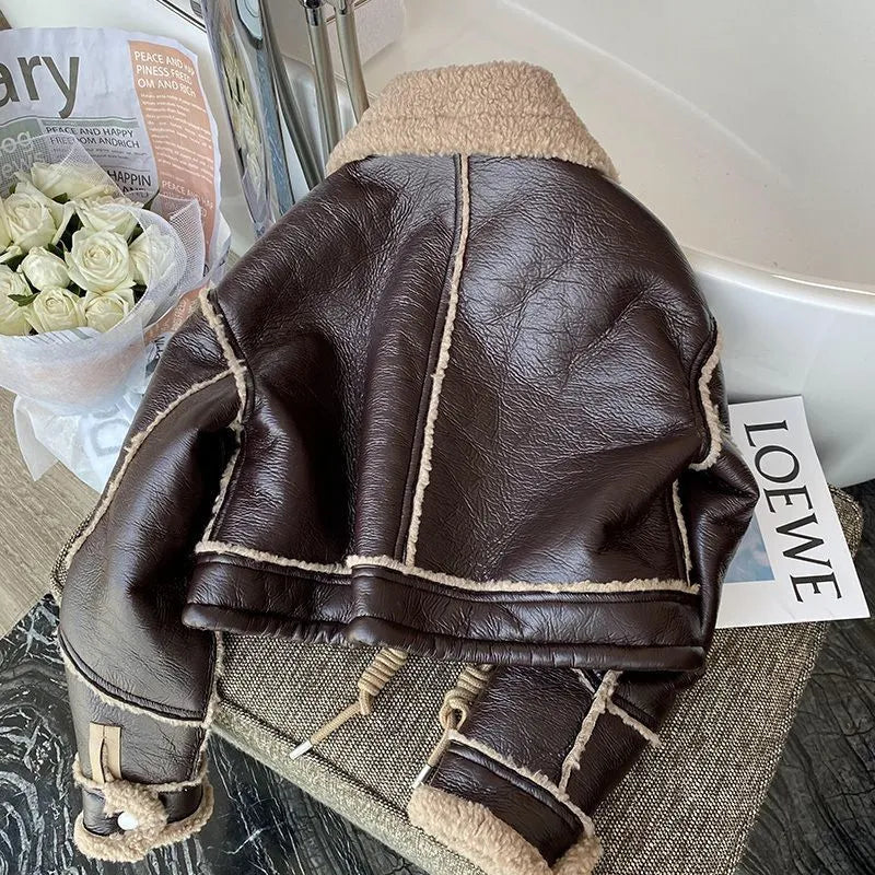 Cropped Leather Jacket in Lambskin
