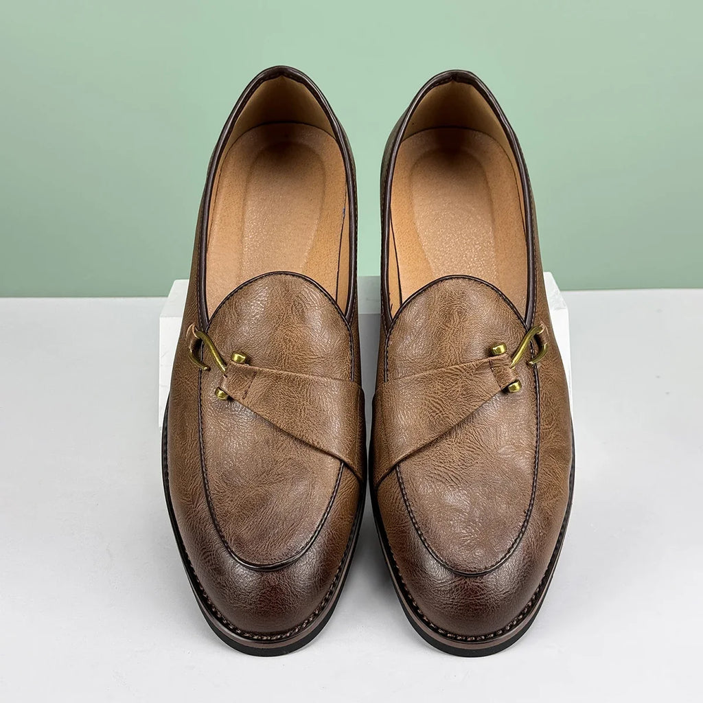 Polished Leather Loafers with Lace-Up Closure