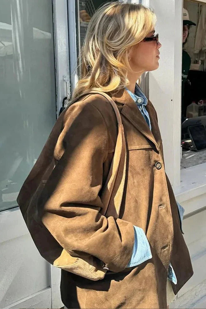 Modern Suede Leather Blazer