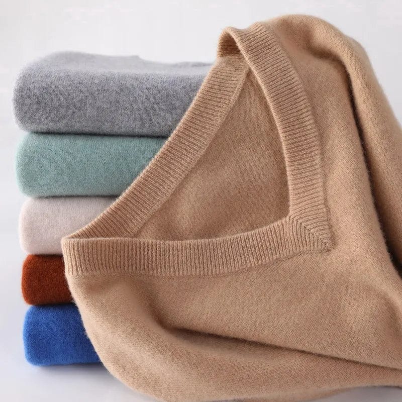 Wool Blend Sweater with V-Neck