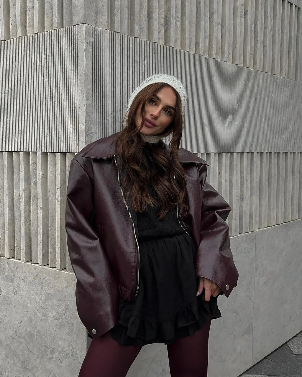 Cropped Leather Jacket with a Clean Silhouette