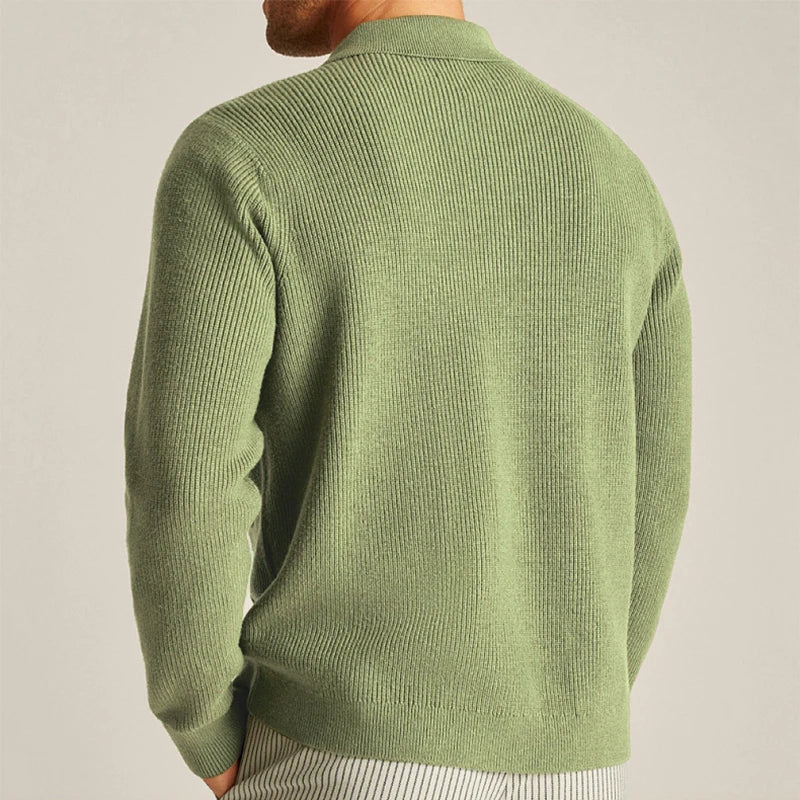 Knit Cardigan with Lapel Collar