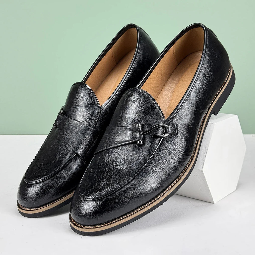 Polished Leather Loafers with Lace-Up Closure