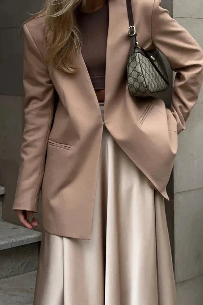 Modern Aubrey Satin Midi Skirt