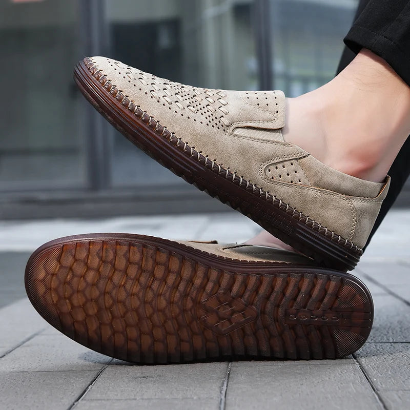 Leather Loafers with Hand-Stitched Detail