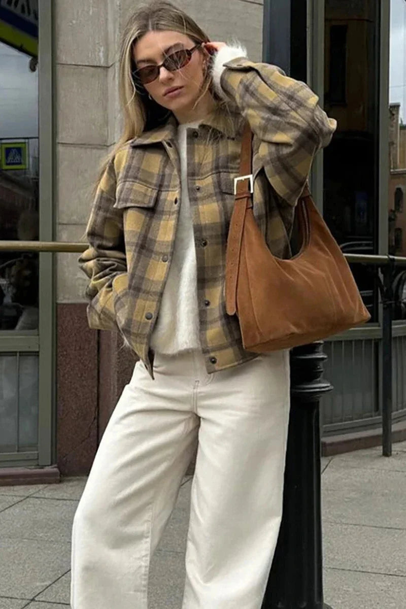 Timeless Plaid Relaxed Lapel Jacket