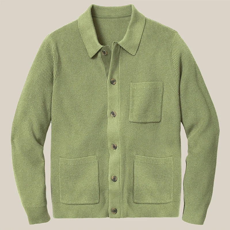 Knit Cardigan with Lapel Collar