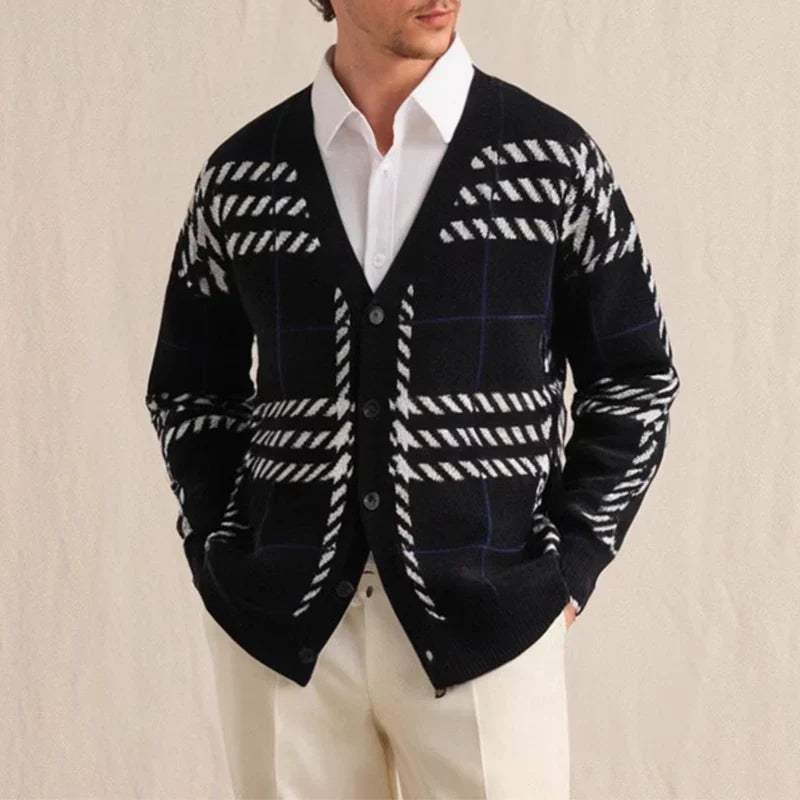 Knit Cardigan with Button Front and V-Neck