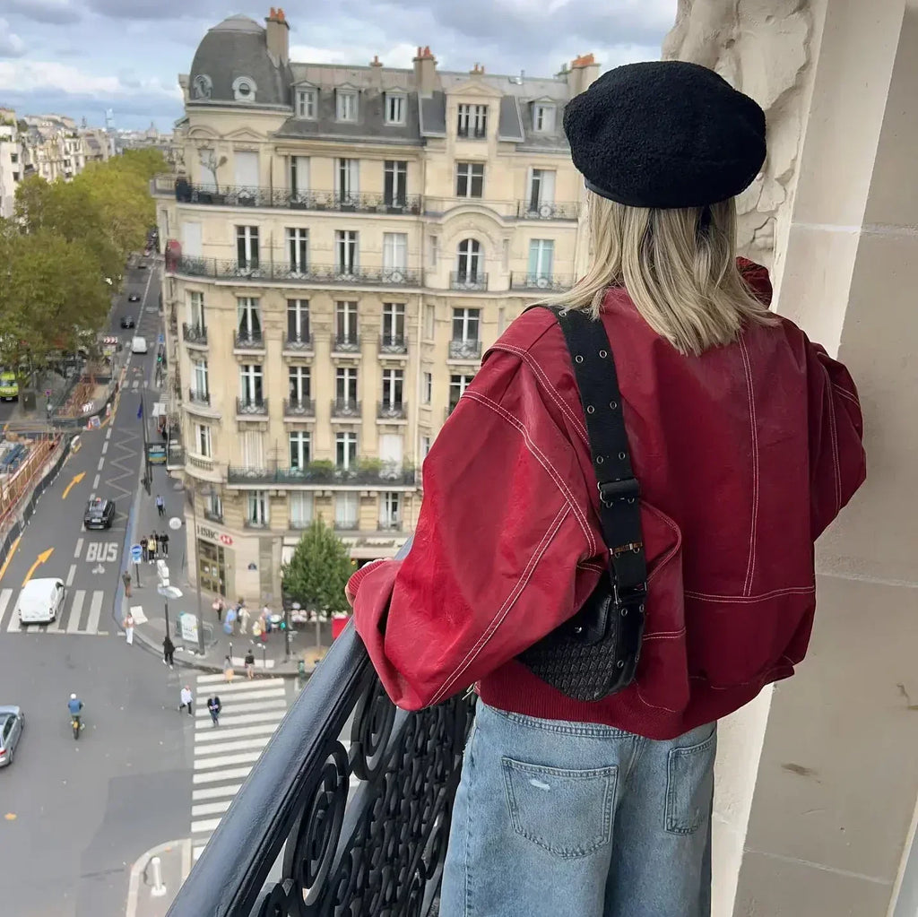 Oversized Leather Jacket in Urban Style