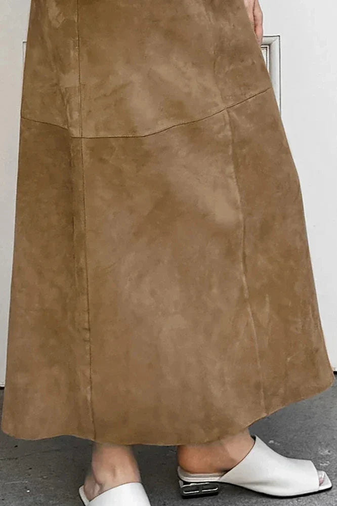 Modern Autumn Maxi Suede Skirt