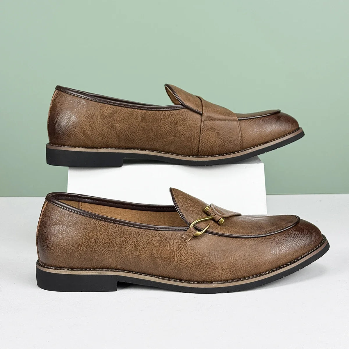 Polished Leather Loafers with Lace-Up Closure