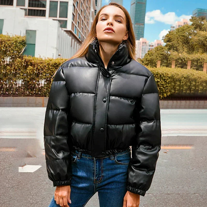 Padded Leather Jacket with a Modern Look