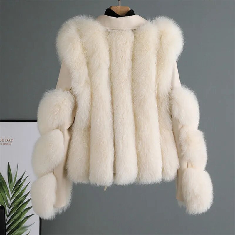 Luxurious Leather Jacket with Faux Fur Trim