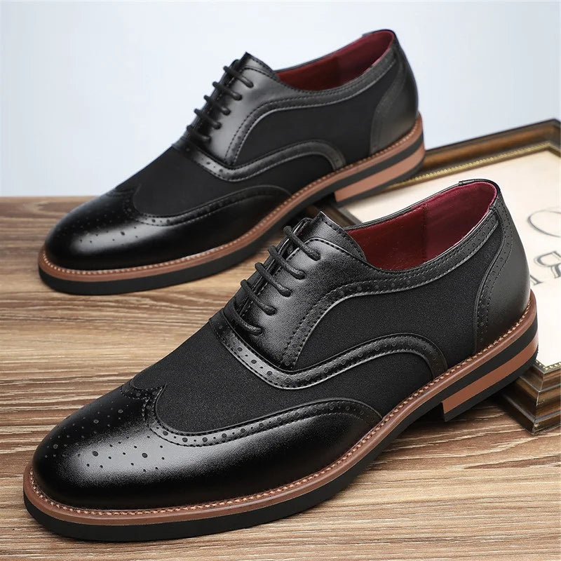 Suede Oxford Shoes with Wingtip Brogue Detail