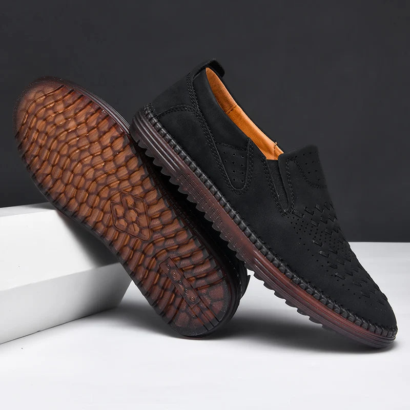Leather Loafers with Hand-Stitched Detail