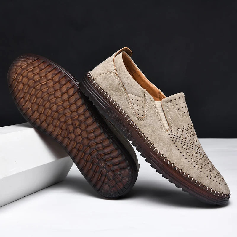 Leather Loafers with Hand-Stitched Detail