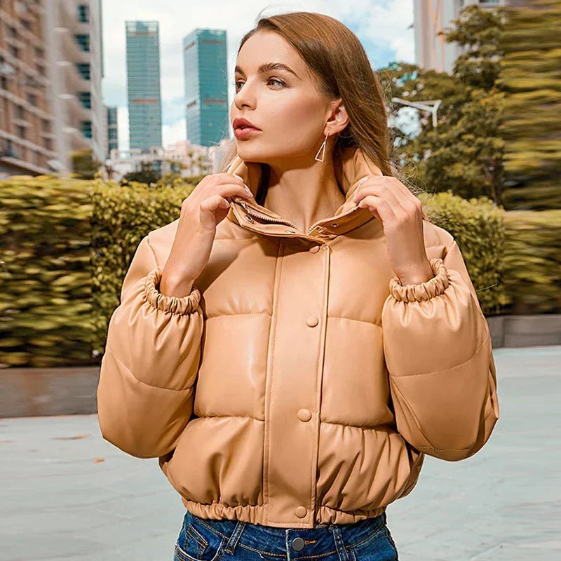 Padded Leather Jacket with a Modern Look