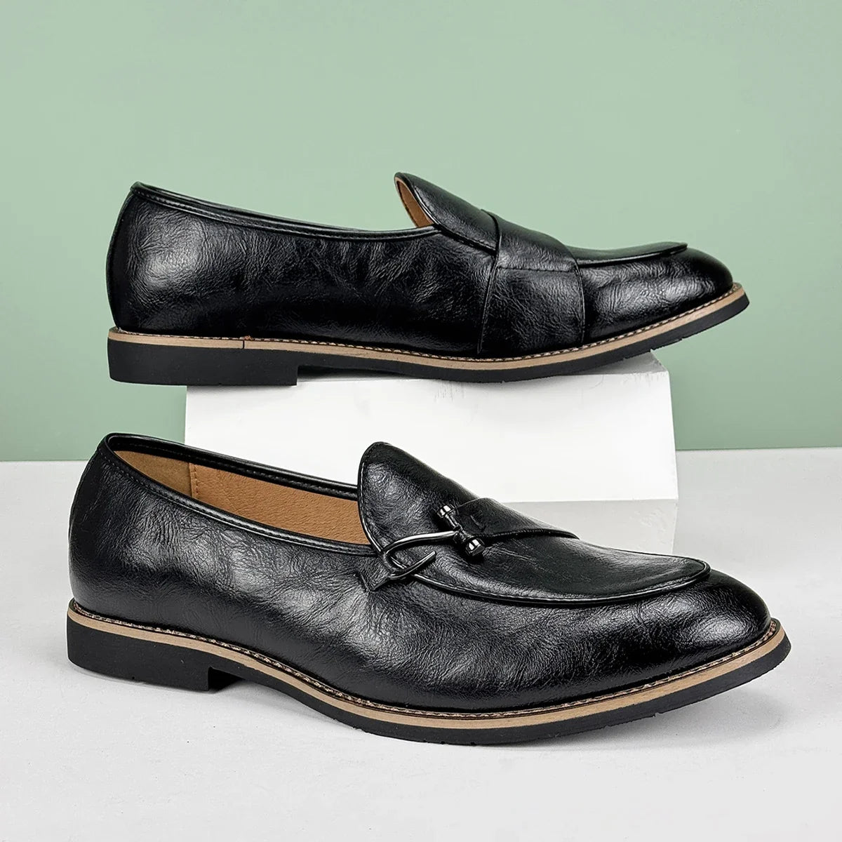 Polished Leather Loafers with Lace-Up Closure