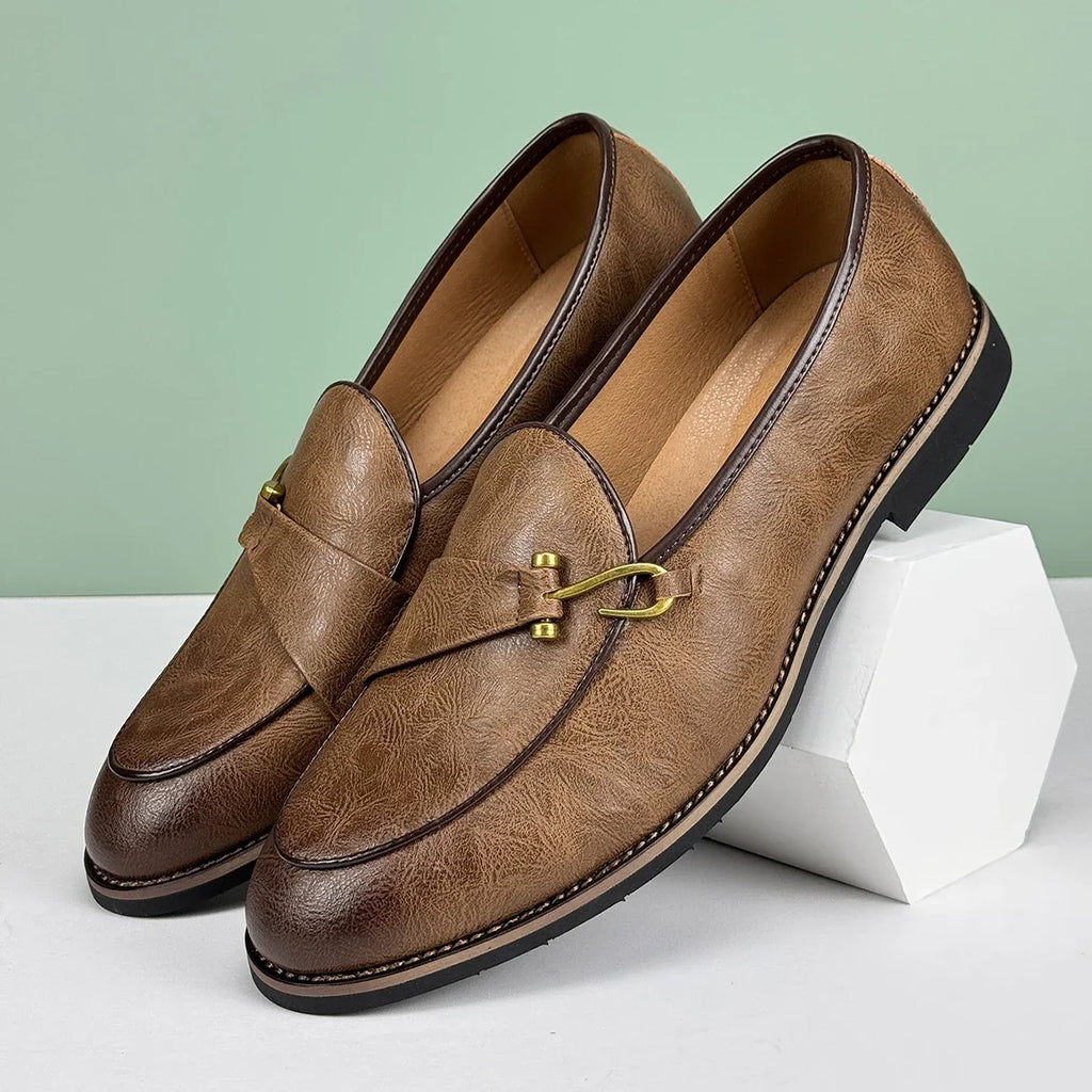 Polished Leather Loafers with Lace-Up Closure