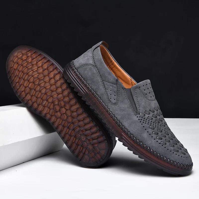 Leather Loafers with Hand-Stitched Detail