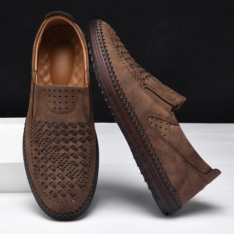 Leather Loafers with Hand-Stitched Detail