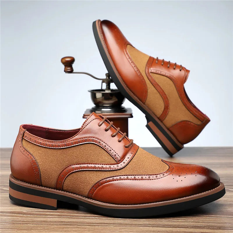 Suede Oxford Shoes with Wingtip Brogue Detail
