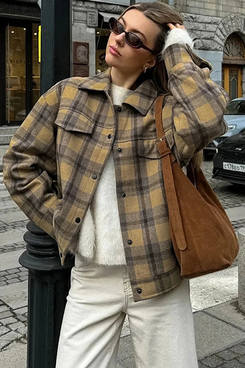 Timeless Plaid Relaxed Lapel Jacket