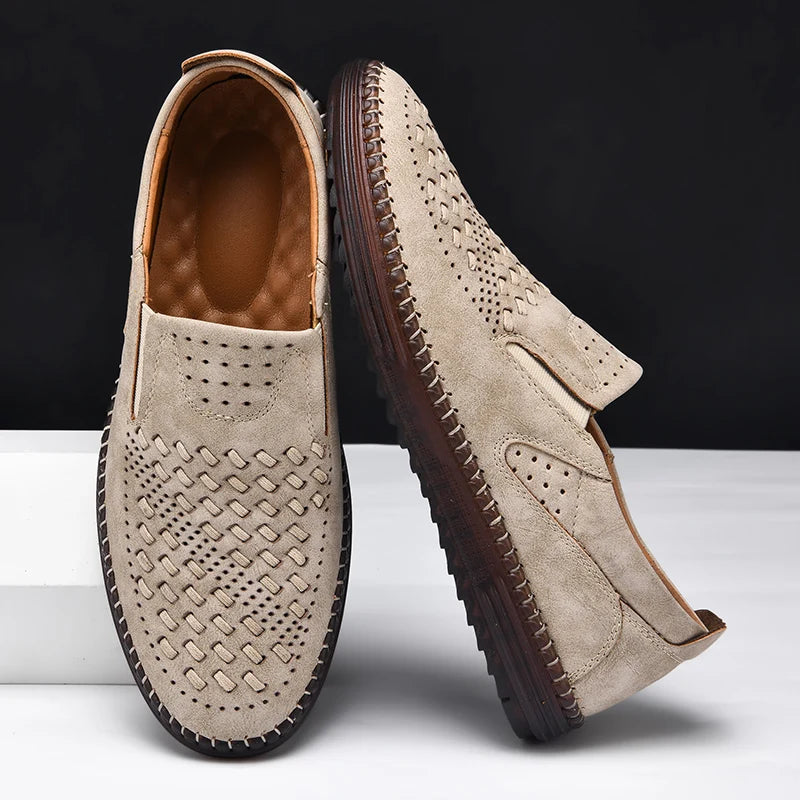 Leather Loafers with Hand-Stitched Detail