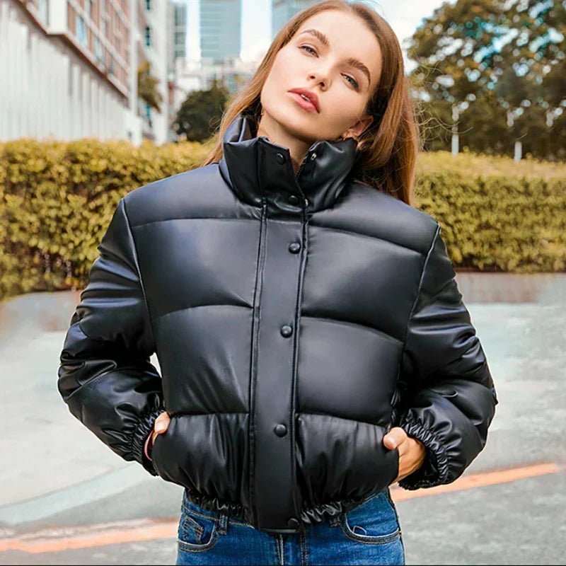 Padded Leather Jacket with a Modern Look