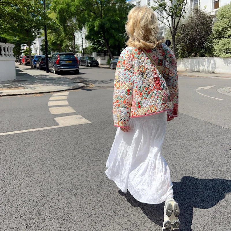 Denim Jacket with Patchwork, Relaxed Fit and Print