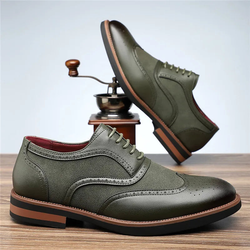 Suede Oxford Shoes with Wingtip Brogue Detail