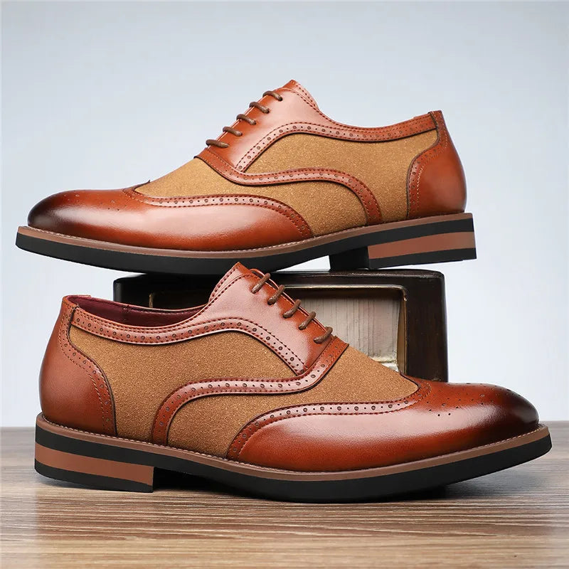 Suede Oxford Shoes with Wingtip Brogue Detail
