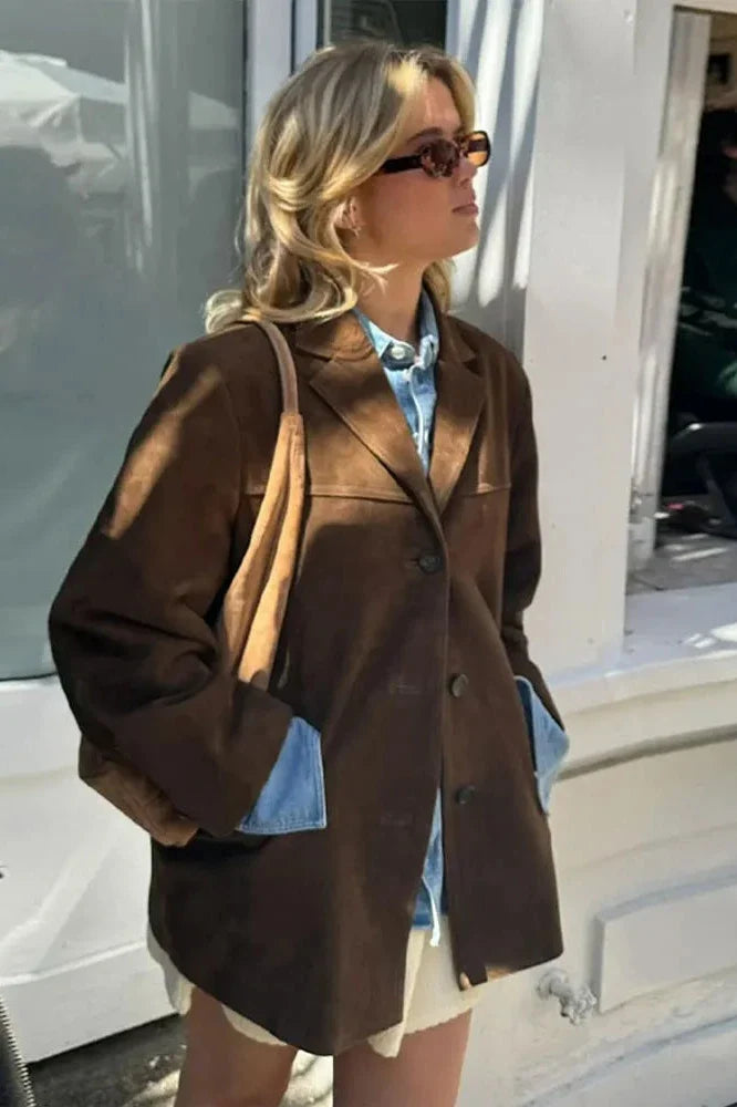 Modern Suede Leather Blazer