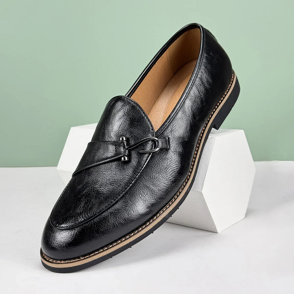 Polished Leather Loafers with Lace-Up Closure