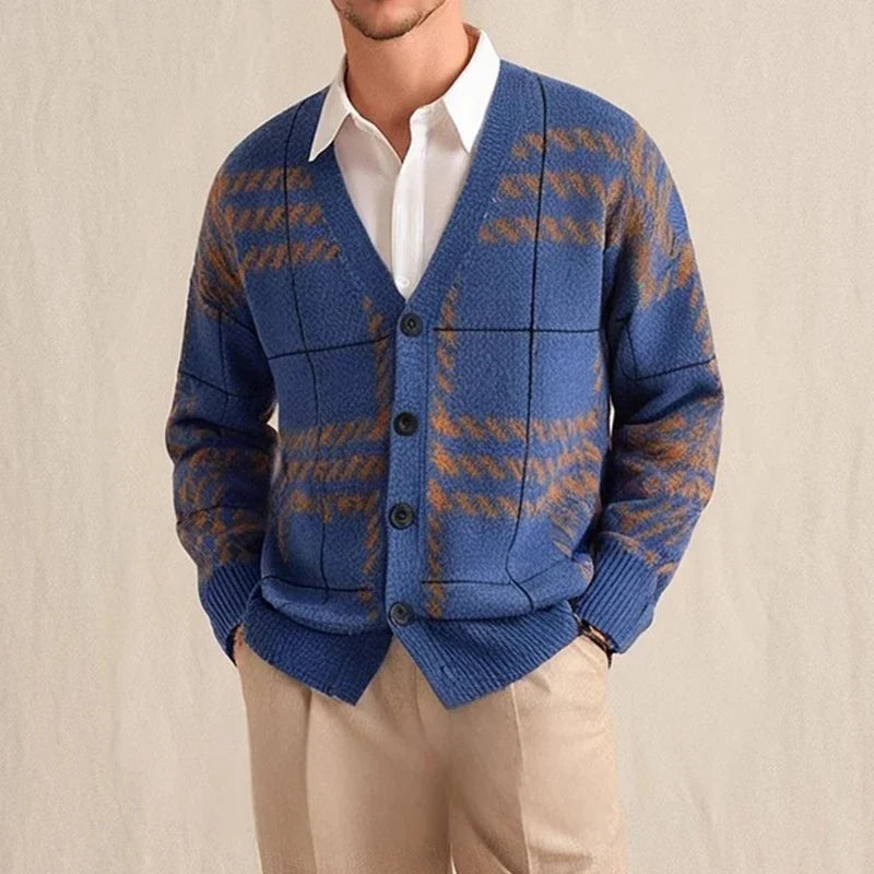 Knit Cardigan with Button Front and V-Neck