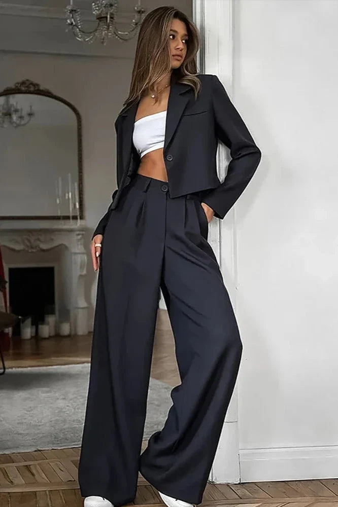 Autumn Winter Solid Office Trousers Set