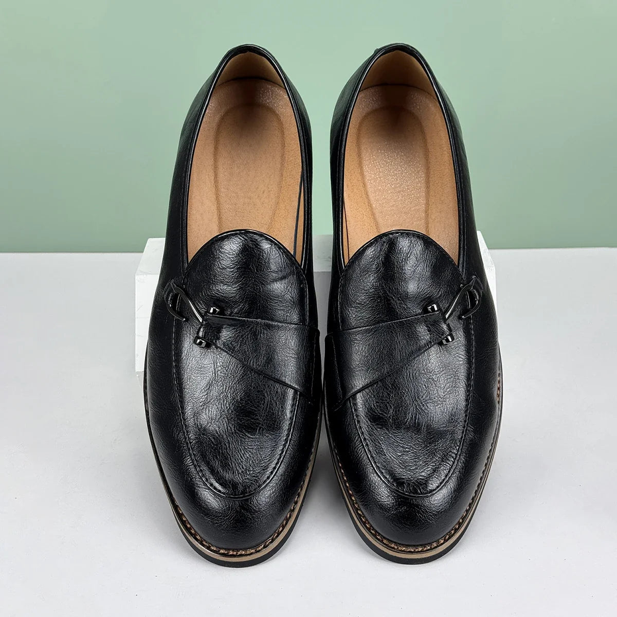 Polished Leather Loafers with Lace-Up Closure
